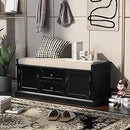 Axyaa Entryway Storage Bench with Drawers & Cabinets, Removable Cushion - End of Bed Bench