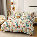 Axyaa Vibrant Mushroom Plant Duvet Cover Set - Soft Floral Design for Bedroom