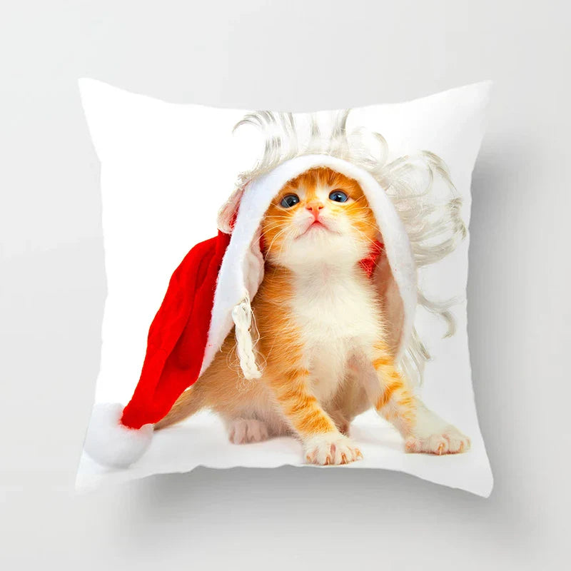 Axyaa Cat Dog Santa Hat Pillowcase for Home Decor