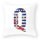 Axyaa Striped Alphabet Decorative Cushion Cover in Blue and White, 45x45cm