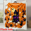 Axyaa Halloween Pumpkin Print Flannel Blanket - Cozy Office & Home Gift
