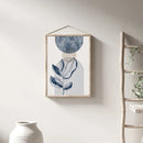 Bohemian Navy Blue Beige Geometric Plant Prints by Axyaa - Set of 3