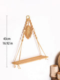 Axyaa Leaf Tassel Wall Shelf: Botanical Wooden Stand for Plant Display & Boho Home Decor