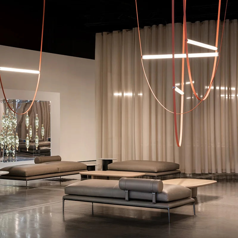 Axyaa Designer LED Tube Suspension Chandelier for Living Room and Hotel Lobby