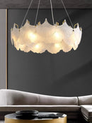 Axyaa Circle Glass Chandelier LED Pendant Lights for Living & Dining Room