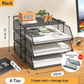 Axyaa 5 Tier Stackable Desk Organizer Tray - Mesh Desktop File Paper Document Organizer