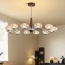 Axyaa Chrome Chandelier Glass Pendant Light for French Bedroom Living Rooms