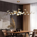 Axyaa Copper Swallow Chandelier with Glass Flower Pendant for Dining Room & Living Room