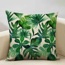 Axyaa Tropical Palm Leaf Cushion Cover 45x45cm Linen Pillowcase