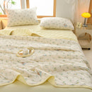 Axyaa Floral Summer Blanket & Pillowcase Set - Soft Knitted Duvet, Breathable & Skin-Friendly