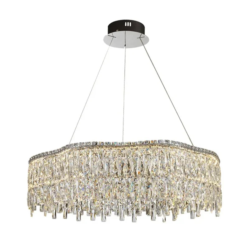 Axyaa Crystal Chandelier: Luxury Modern Lighting for Bedroom, Living Room, Dining Room