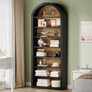 Axyaa White Arched Bookshelf with Storage Shelves, 8-Tier Open Display Shelving