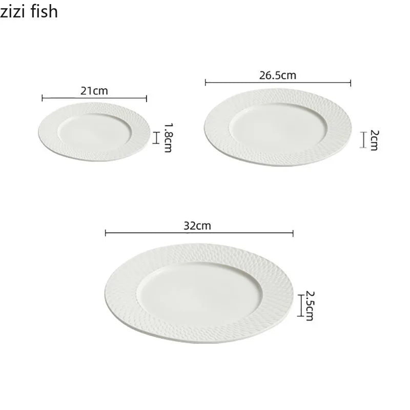Axya Relief Texture Ceramic Dining Plate Steak Pasta Dessert Molecular Cuisine Tableware