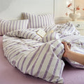 Axyaa Luxury Cotton Stripe Duvet Cover Set - Yarn-Dyed Bedding Set
