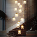 Axyaa Modern Crystal Chandelier, Luxury Gold LED Light Fixture for Dining Room and Hallways