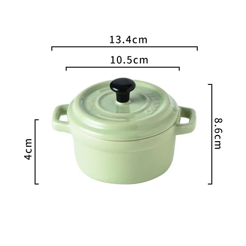 Axyaa Ceramic Breakfast Bowl Ramekins with Lids - Oven Safe Mini Casserole Souffle