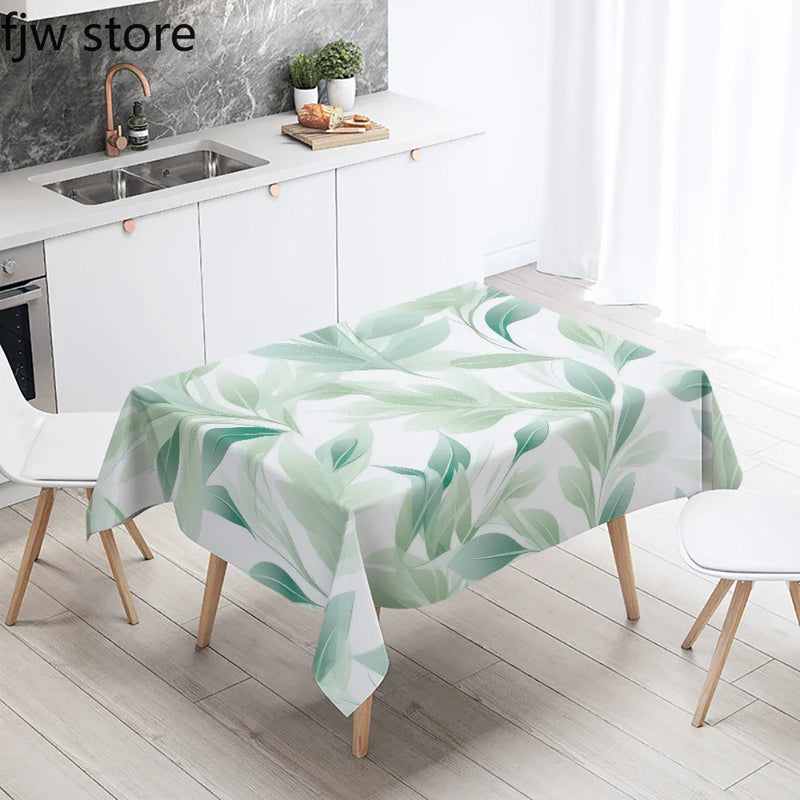 Tropical Plant Printed Waterproof Table Cloth for Kitchen & Restaurant by Axyaa