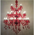 Axyaa 5-Layer 42-Arm Large Red Crystal Chandelier for Stair, Restaurant, Hotel & Villa