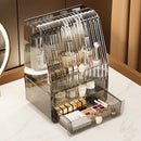 Axyaa Clear Lid Cosmetic Storage Box with 2 Drawers - Large Capacity Skincare Organizer