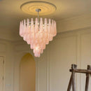 Axyaa Glass Leaf Chandelier for Kitchen Island and Dining Room, French Style Glass Shade