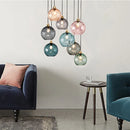 Axyaa Glass Ball Chandelier Lamp in Pink, Smoke Gray, Blue & Green for Living Room