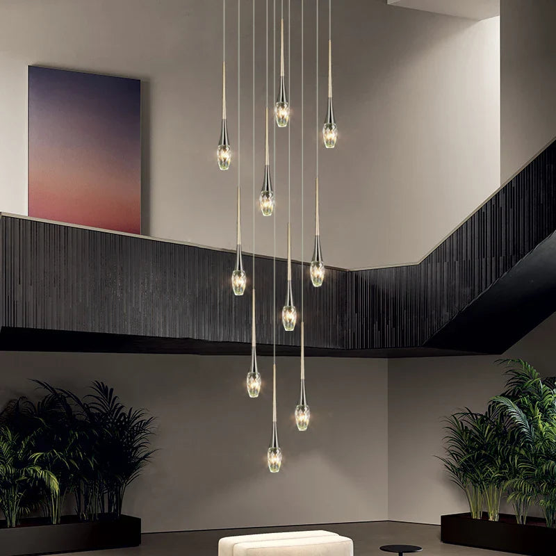 Axyaa Crystal Staircase Chandelier for Living Room, Bars and Restaurants