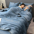 Axyaa Silk Summer Quilt: Embroidered Ice Cooling Comforter Bed Blanket