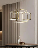 Axyaa Cube LED Pendant Chandeliers for Modern Living Room, Kitchen Island, and Stair Loft