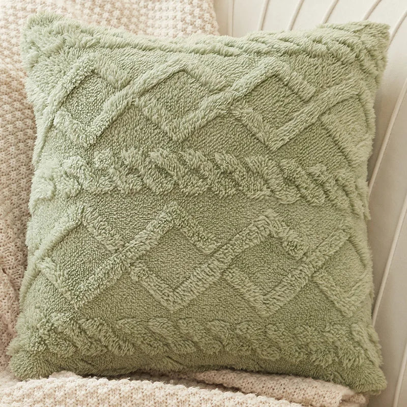 Axyaa Pink Velvet Geometric Cushion Cover 45*45cm for Home Living Room