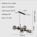 Axyaa Glass Ball Chandelier: Nordic Style Black Suspension Light for Living Room