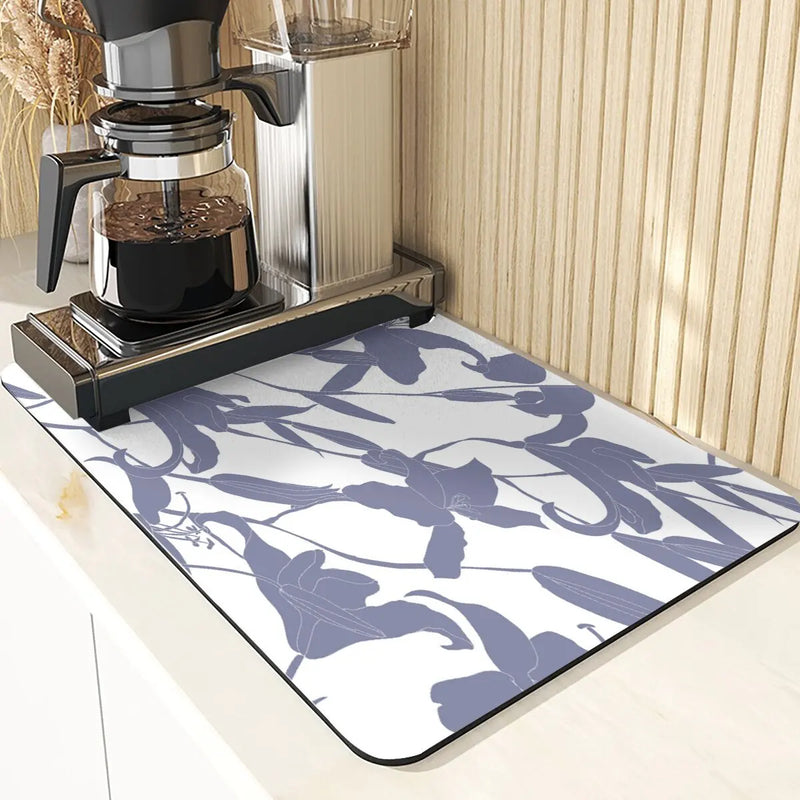 Axyaa Flowers Pattern Kitchen Absorbent Drying Mat: Stylish Table Decor & Accessory