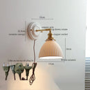 Axyaa Nordic Ceramic LED Wall Lights Copper Rotate Pull Chain Switch Bedside Lamp