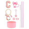Axyaa 10-Piece Tumbler Accessories Set: Straw, Cover, Cap, Boot, Spill Proof Stopper, Letter Keychain, Charm, Sticker