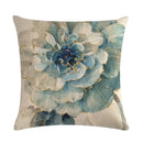 Axyaa Flower Linen Pillowcase 45*45cm, Soft Square Cushion Cover for Home Decor