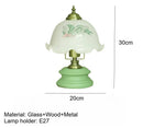 Axyaa Glass Flower Table Lamp: Romantic Wood Desk Lighting for Bedroom, Children's Room