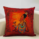 Axyaa African National Style Oil Painting Cushion Cover for Living Room Sofa Art