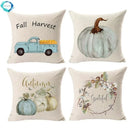 Axyaa Thanksgiving Pumpkin Truck Linen Cushion Cover 45x45cm