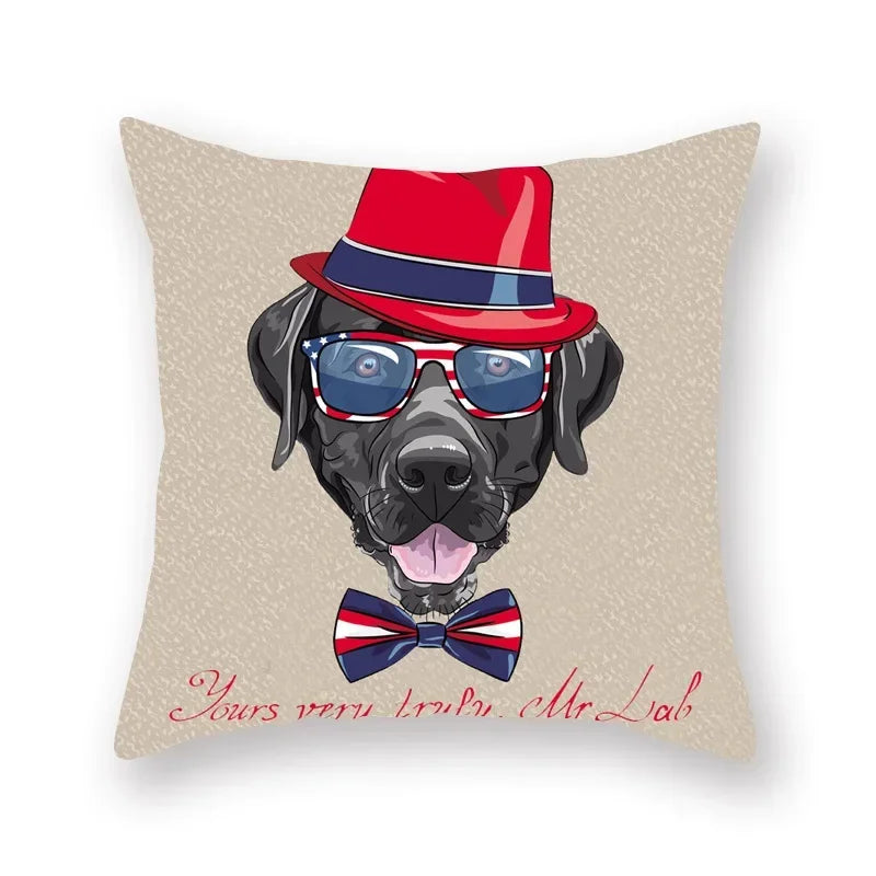Axyaa Cute Dog Pillowcase | Cartoon Animal Square Cushion for Girls Room