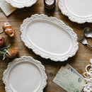 Axyaa French Baroque Relief Dinner Plate Set for Stylish Kitchenware