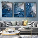 Blue Marble Abstract Canvas Art Print by Axyaa - Modern Nordic Wall Decor