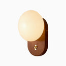 Axyaa Solid Wood LED Wall Lights Glass Sconces with Switch - Retro Bedroom Bedside Lamps