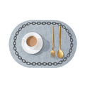 Axyaa Oval Blue Placemats Set for Dining and Kitchen Decor - Non-Slip Table Mats