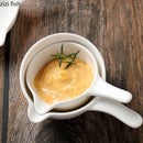 Axya White Ceramic Spice Dish with Handle and Sauces Cup