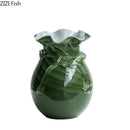 Axyaa Green Wave Glass Vase Desk Decoration Floral Room Decor Aesthetic Flower Pot