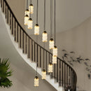 Axyaa Modern Staircase Light Disc Chandelier for Duplex Loft, Living Room Lighting