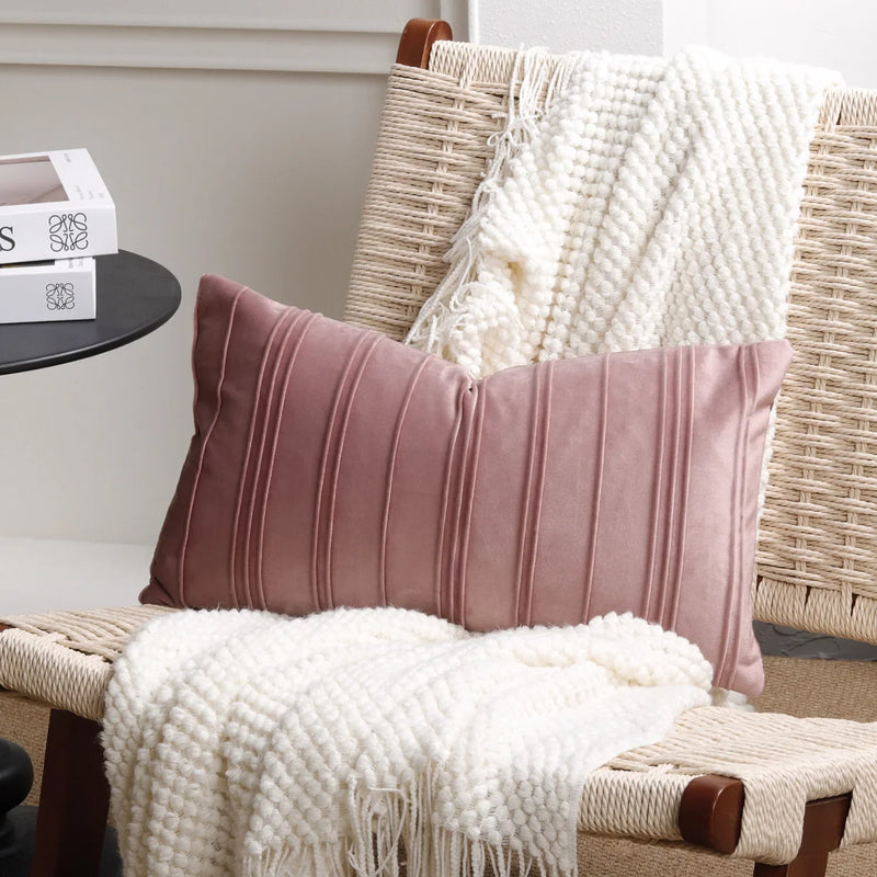 Axyaa Velvet Striped Cushion Cover | Stylish Home Decoration Pillow Cover