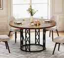Axyaa 47-Inch Round Farmhouse Dining Table for 4-6 People, Industrial Kitchen Dinner Table
