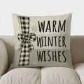 Axyaa Snowman Checkered & Snowflake Pillow Cover for Sofa, Bedroom, Car