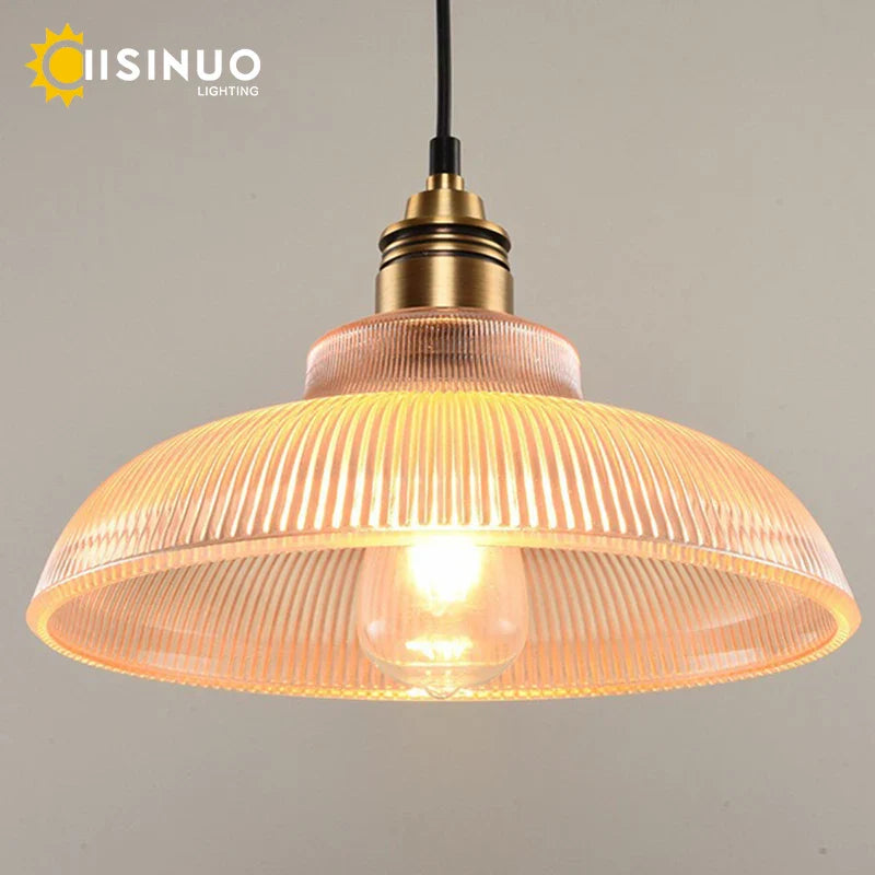 Axyaa Amber Glass Pendant Lights for Living Room, LED E27 Loft Lighting