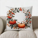 Axyaa Autumn Wreath Pumpkin Berries Pillow Cover